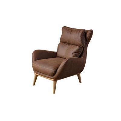 Exclusive armchair brown color elegant furniture faux leather upholstered furniture