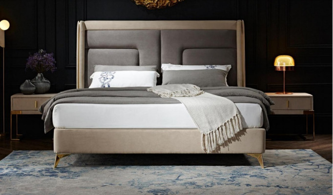 Complete bedroom set bed, 2x nightstand, 3-piece sets designer beds luxury