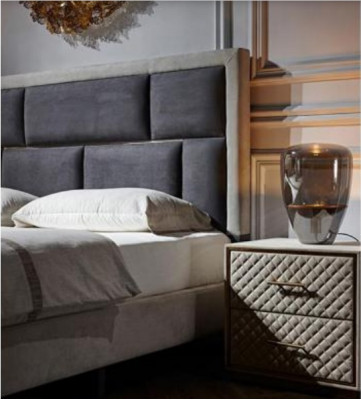 3-piece bedroom set: Bed, 2x nightstand consoles, double upholstered bed, hotel.
