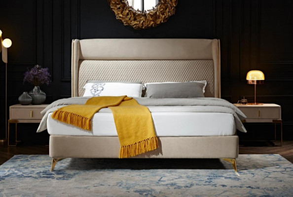 Double bed bedroom hotel marriage luxury bed 2x nightstand 3-piece set beds new