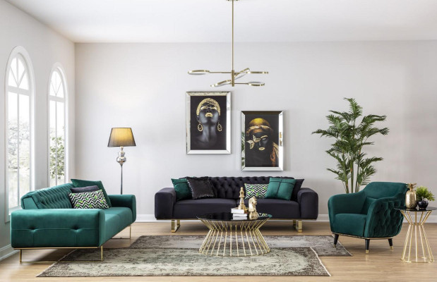 Modern sofa, 4-seat design, living room upholstery, wood upholstery, modern luxury