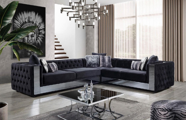 Black Chesterfield Upholstered Sofa Sofa Corner Sofa Set Upholstery Luxury Corner Sofas