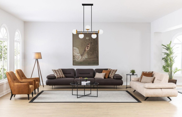Sofa 2-seater upholstered sofa beige fabric leather design modern couch sofas luxury