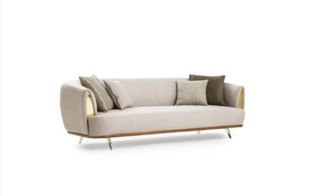 Modern sofa 2-seater upholstered sofa white fabric seating design couch sofas fabric