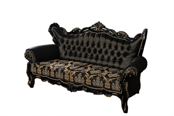 Chesterfield Baroque Three-Seater Couch Sofa Fabric Gold Sofa Furniture