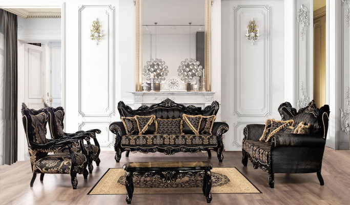 Chesterfield Baroque Three-Seater Couch Sofa Fabric Gold Sofa Furniture