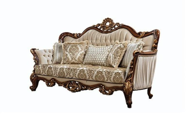 Chesterfield Baroque Three-Seater Furniture Sofa Couches Fabric Gold Couch