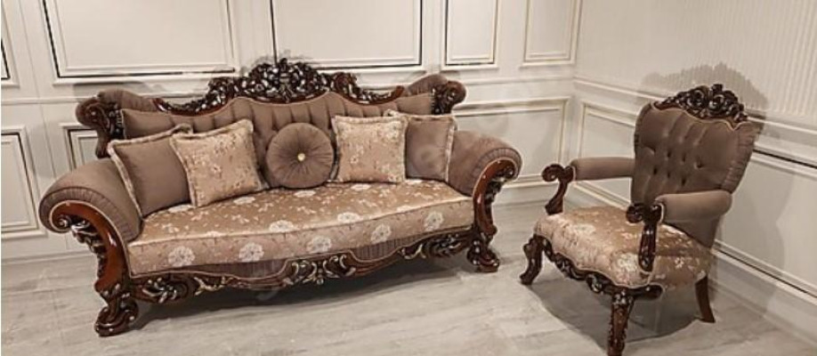 Armchair Throne Chair Couch Baroque Chairs Furniture Interior Velvet Gold