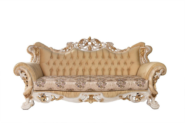Chesterfield Baroque Three-Seater Couch Furniture Sofa Sofas Fabric Beige