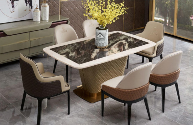 Complete dining room set table 4x armchairs luxury dining set