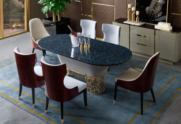 Complete dining room set table 6x chairs armchair luxury dining group