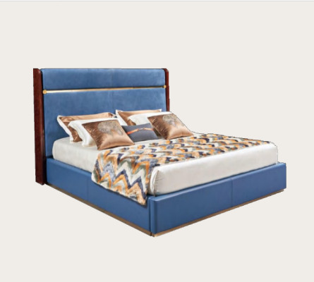 Classic bed frame leather bed blue luxury beds bedroom furniture
