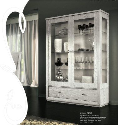 Luxury Display Showcase Glass Cabinet Modern Wood Gray Shelf Furniture