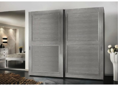 Wardrobe with sliding doors cupboards wood modern furniture furnishing.