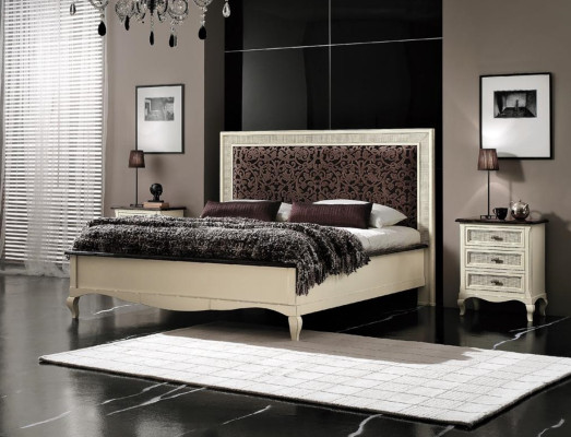 Bedroom bed nightstand double bed upholstered beds set group suite 3-piece set.