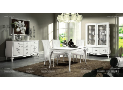 Dining room dining table chair sideboard display cabinet set table wood tables luxury set 7-piece set.