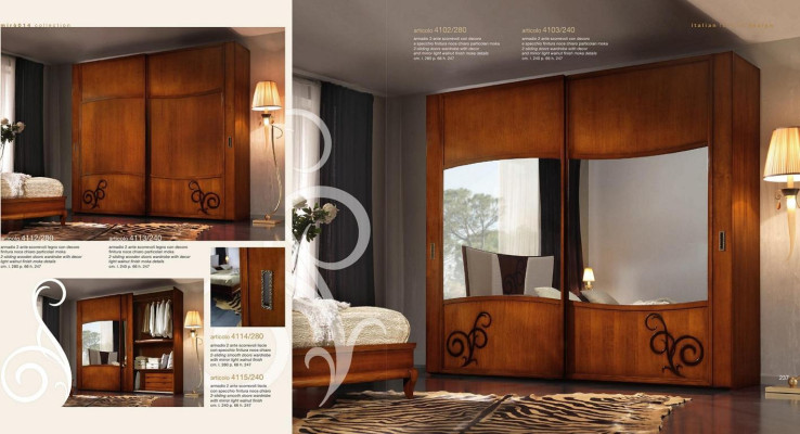 Wardrobe closet with sliding doors bedroom wall cabinets wood mirror