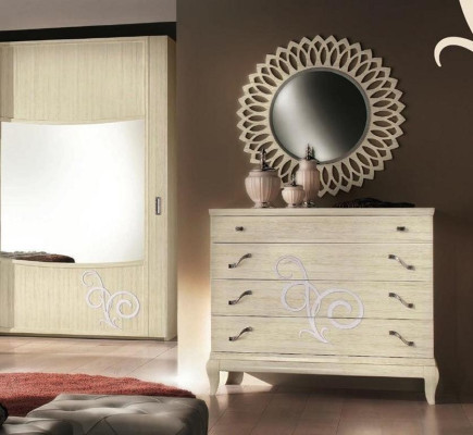 Chest of drawers with mirror wood dressers set modern cabinet console furniture new 2-piece set