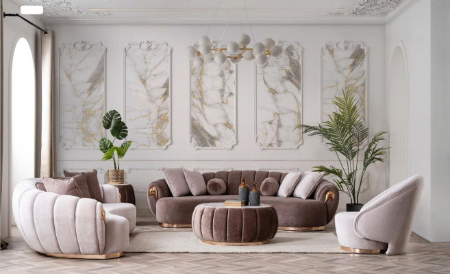 Three-seater couch upholstery furniture sofa couches rounded drop shape