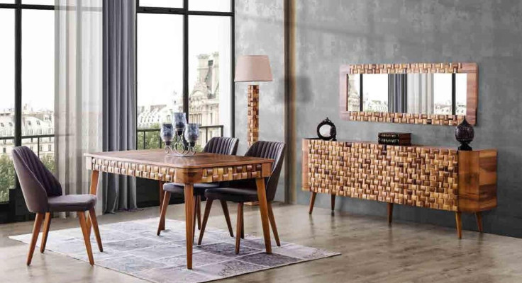 Italian Designer Dining Room Set Suite Chair Table Sideboard Group 7 pcs.