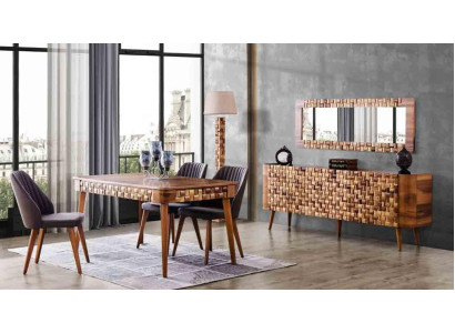 Italian Designer Dining Room Set Suite Chair Table Sideboard Group 7 pcs.