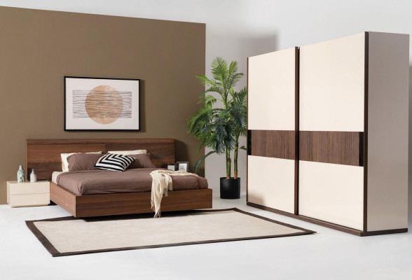 Luxury bedroom bed double beds design furniture 180x200 cm brown hotel