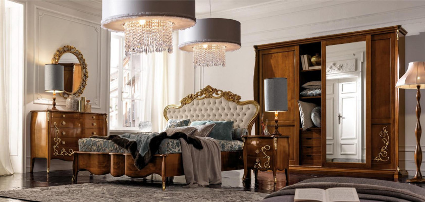 Bedroom set hotel design bedroom luxury bed nightstand dresser 6-piece set