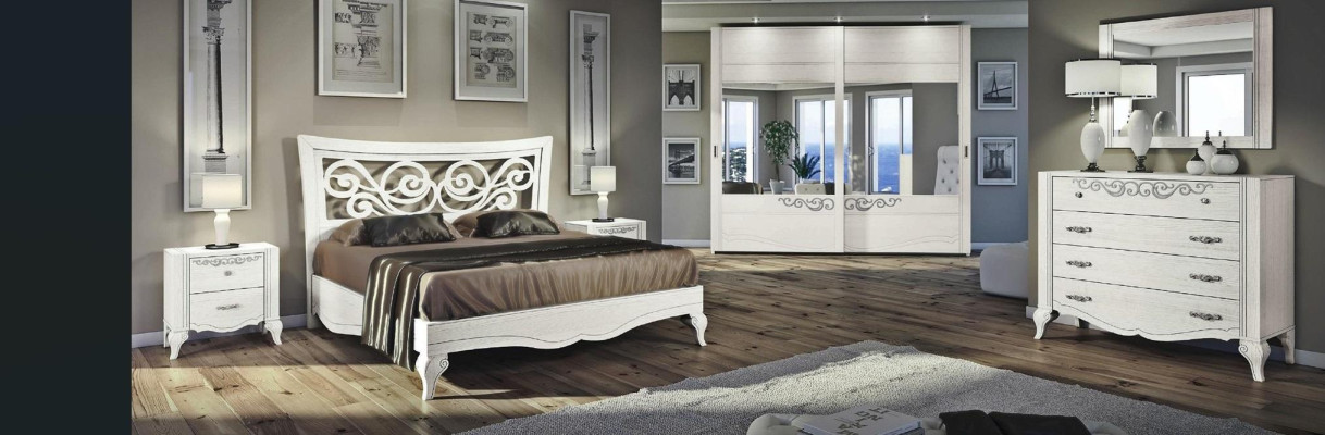 6-piece bedroom set: bed, nightstand, wardrobe, dresser, mirror set