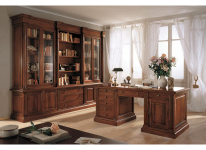 Office furniture solid wood desk bookcase table shelf cabinet 2-piece