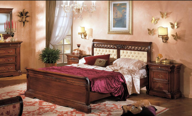 Bedroom bed nightstand wardrobe dresser hotel double new set 3-piece.