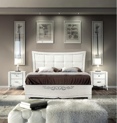Three-piece Bedroom Set: Bed, Nightstand, Double Wood, Modern Group Beds