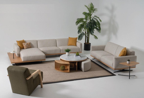 Living area corner suite L-shaped couch upholstery fabric corner sofa