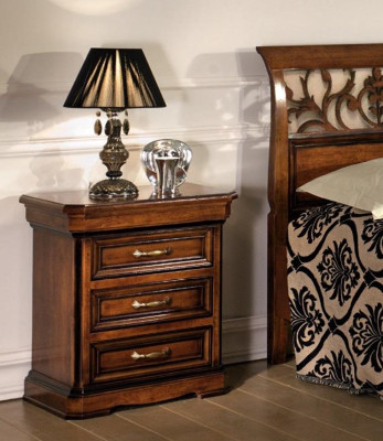 Italian bedroom furniture bed nightstand solid wood bed set 3-pieces