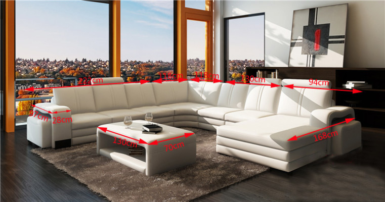 Large living area sofa upholstery corner suite + ottoman couch table complete set
