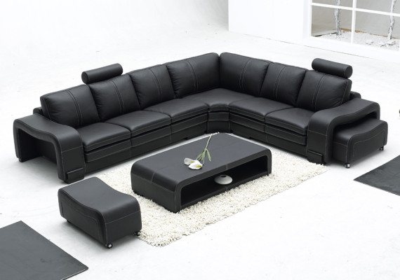 Complete Sofa Set Modern Corner Sofa + Ottoman + Coffee Table