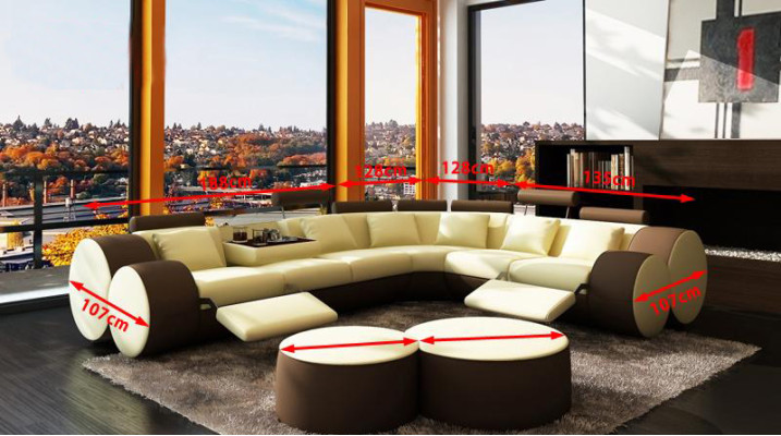 Corner sofa, leather sofa couch - designer sofa set seating upholstery living landscape