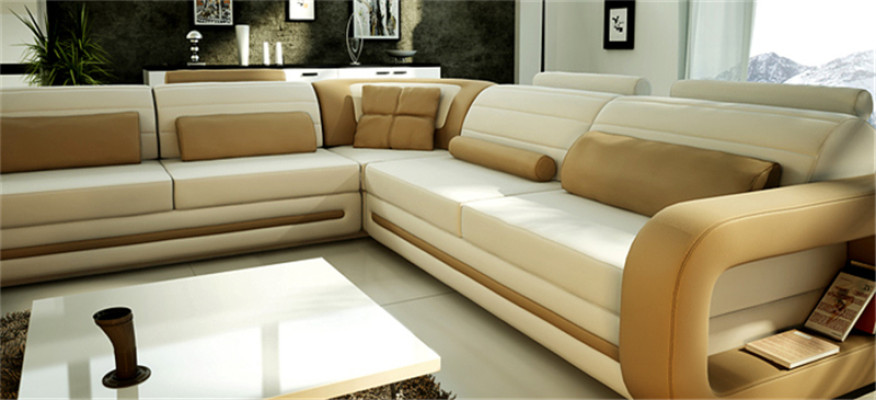 Designer couch U shape corner sofa upholstered couch leather sets living landscape new