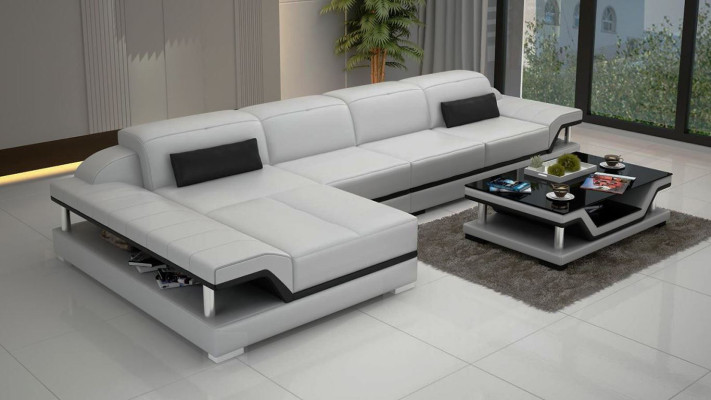 Design corner sofa L-shape couch leather sofas white living area couches