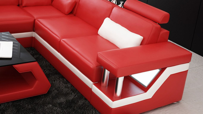 Corner sectional leather sofa living area set design modern sofa L-shape