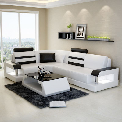 Corner sofa leather couch upholstery corner seating living landscape set L shape