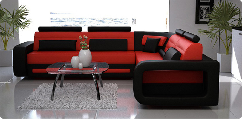 Corner sofa upholstered couch leather corner sofa living landscape L-shape upholstery set