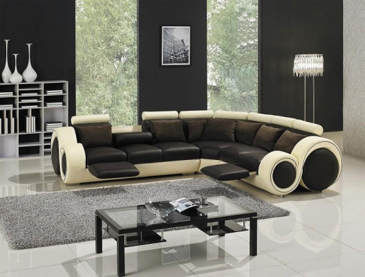 Sectional leather sofa couch upholstered corner seating living area set L-shaped fabric