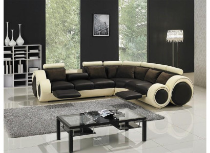 Sectional leather sofa couch upholstered corner seating living area set L-shaped fabric