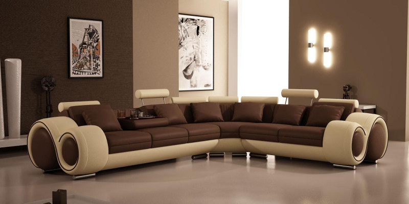 Sectional leather sofa couch upholstered corner seating living area set L-shaped fabric