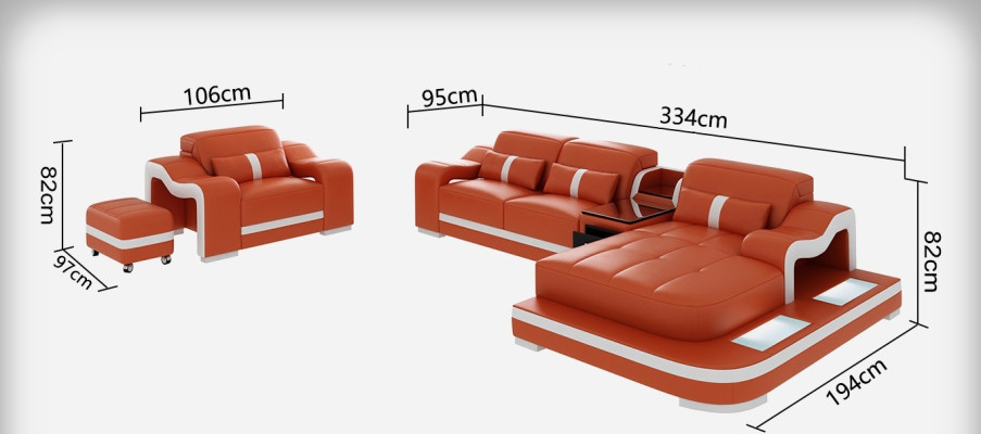 Complete set: corner couch sofa suite + table + USB corner sofa