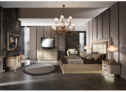 Bedside table, dresser, bedroom set, design luxury complete Italy new 7-piece set.