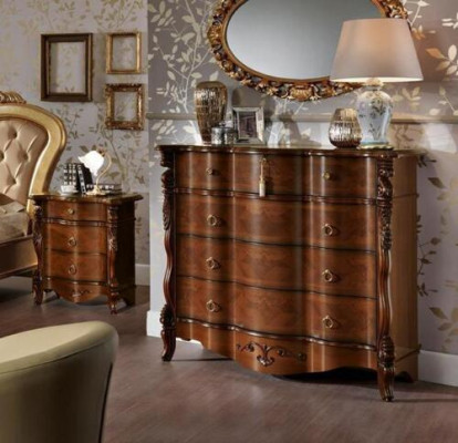 Bed double beds nightstand wardrobe dresser bedroom furniture 5-piece set.