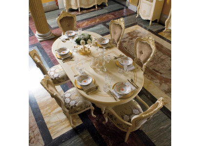 Design dining room set wooden furniture 2x armchairs 4x chairs 7-piece.