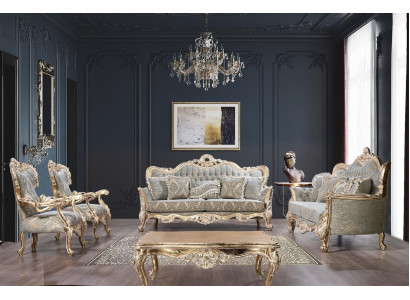 Chesterfield Sofa Set 3+3+1+1 Seats Coffee Table Classic Sofa Upholstered Seat