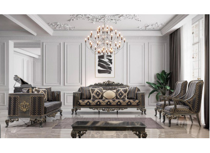 Chesterfield Designer Sofa Group 5-piece Set Sofa Set 3+3+1+1 Seat Coffee Table